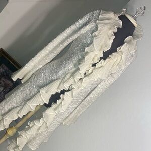 Elegant White Ruffled Women's Sweater